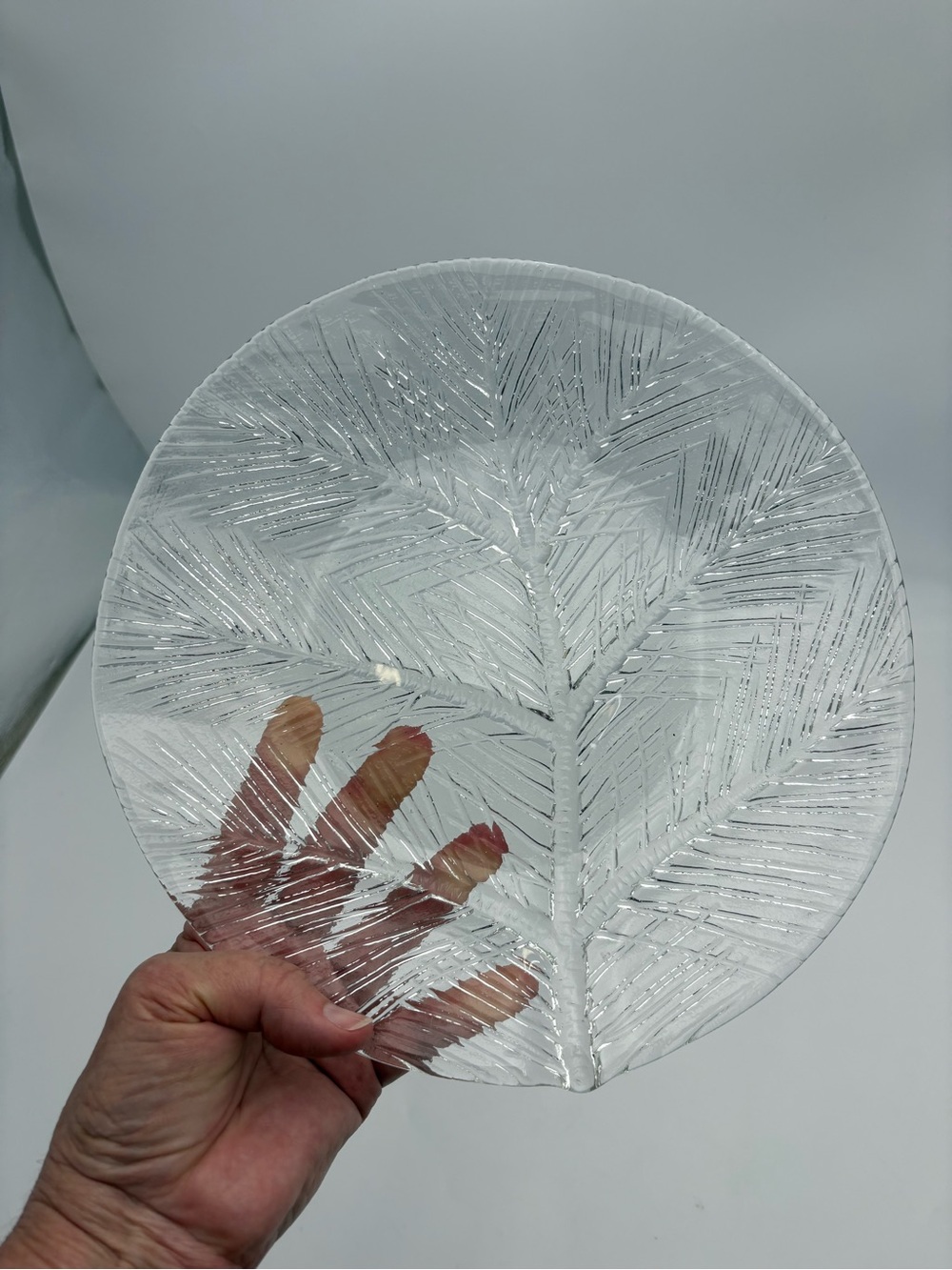 MCM Vintage Scandinavian Textured Clear Glass Platter